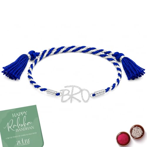 Image of 925 Sterling Silver BRO Cool Luxury Rakhi for Bhai Cotton Thread | Rakshabandhan Rakhi With Fragrance Greeting Card & Roli Chawal and Certificate of Authenticity 925 Silver