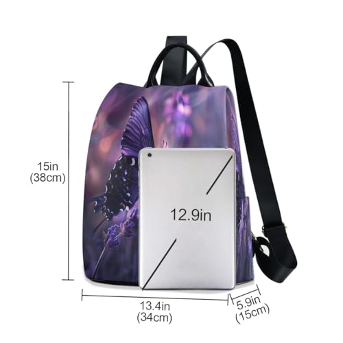 Image of SUABO Butterfly Purple Flower5 Women Backpack Purse Anti-theft Casual Shoulder Bag Fashion Ladies Bags