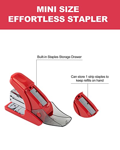 paperpal effortless mini stapler set, 20 sheet capacity, integrated remover & staple storage, holds 1/4" staples, includes 1000 staples, lightweight, office, school & daily use, red paperpal effortless mini stapler set, 20 sheet capacity, integrated remover & staple storage, holds 1/4" staples, includes 1000 staples, lightweight, office, school & daily use, red