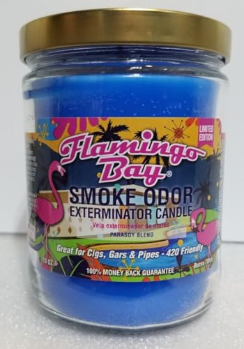Smoke Odor Exterminator 13oz Jar Candle, Flamingo Bay Pack of a Candle.