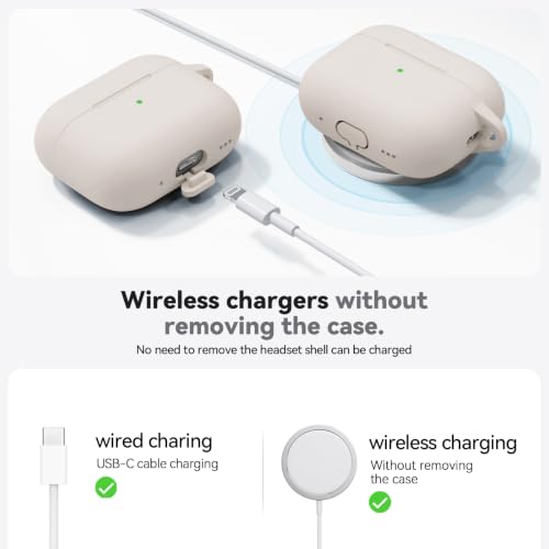 Image of Ljusmicker for AirPods Pro 3 Case 2025 with Cleaner Kit,Soft Silicone Protective Cover for Apple AirPods Pro 3rd Generation Cases for Women Men,for AirPod Pro 3 Cover with Keychain-Stone