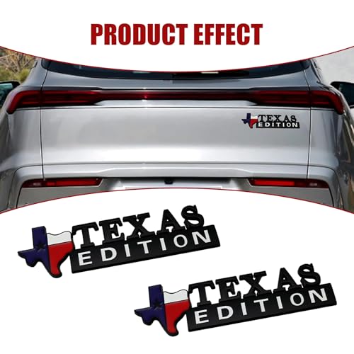 Image of 2 PCS Texas Edition Emblem, Texas State Flag Shape, 6.3 inch x 1.9 inch ABS 3D Car Badge, Self-Adhesive Decal for Fender, Side Door, Universal Fit for Cars, Trucks, SUVs (Black)