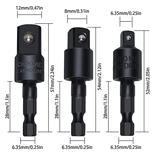 CIGOTU Right Angle Drill Adaptor,4-in-1 Impact Drill Bit Extension,360° Rotatable 1/4 3/8 1/2" Impact Grade Socket Adapter Set,105 Degree Angle Screwdriver Drill Bit for Household Workplace Industry by CIGOTU - Used condition - Image 5
