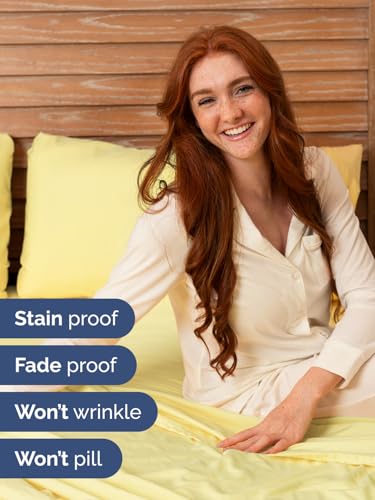 Image of Extra Deep Full Sheet Set - 6 Piece Breathable and Cooling Sheets - Hotel Luxury Bedding for Women, Men, Kids & Teens - Easy & Secure Fit - Soft, Wrinkle Free and Comfy - Extra Deep Pockets - Yellow