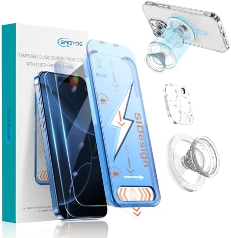 GARYOG 2 Pcs for Iphone 16 Pro Max Screen Protector,Easy Installation | Military Grade 9H Tempered Glass | Ultra HD Clarity | Scratch-Resistan | Anti-Fingerprint|,with Camera Protector Magnetic Kickstand.