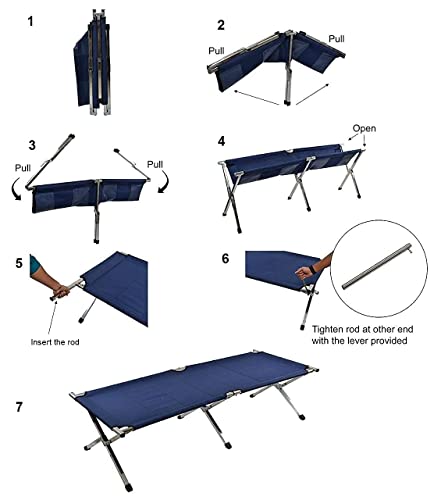 Image of Heavy Duty Lightweight Folding Camping Cot Bed| Portαble Beαch Bed Cot, for Home, Office, Lawn, Picnic, Cαmping, Trαvel (B1)