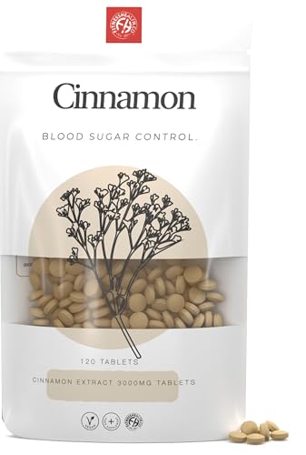 Fitness Health Ceylon Cinnamon 3000MG 60 Tablets – Cinnamon bark Extract - Cinnamon Herbal Supplements - Blood Sugar Control Tablets - Premium Quality Vegan Tablets