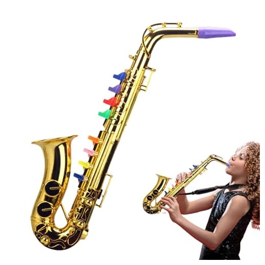 Instrumentos Musicales Juguete Saxofón,Juguete Educativo Saxofón, Juguete Musical Simulado con 8 Teclas de Colores, Instrumentos portátiles de juguete de saxofón para niños pequeños, niñas, niños y am