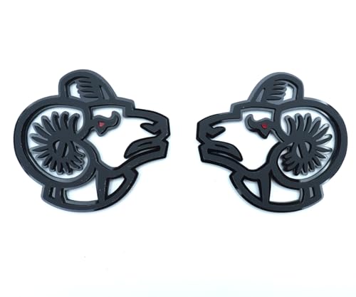 Image of Pair Set 3D Emblem Nameplate Sticker Badge Decal Compatible with Ram Red Eye (Black Red)