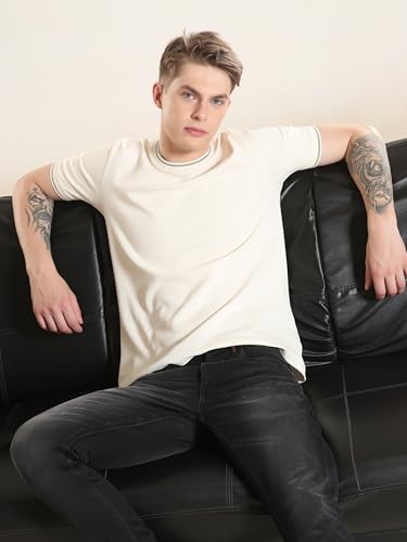 Image of TURMS Men's Ice Cool Tech Round Neck T-Shirt, Odor Control, Stretchable & Breathable, Cotton Rich Fabric, Half Sleeve