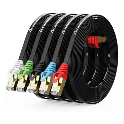 CableGeeker Cat 8 Ethernet Cable 3FT 5 Pack Black, 40Gbps 2000Mhz High Speed LAN Network Cable Gigabit Cat8 Patch Cables, Professional RJ45 Flat Internet Cable for Modem,Router,PC,PS5,Xbox,Patch Panel Cover