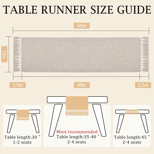 Sofevaim Boho Table Runner 48 Inch, Beige Macrame Dresser Runner - image 8
