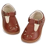 noorkiz Toddler Mary Jane Shoes Girl Wide Toe Box Dress Shoes School Uniform Church Cute Princess Flats Shoe for Birthday Party Kids Lamour Fashion Brown Infant 4