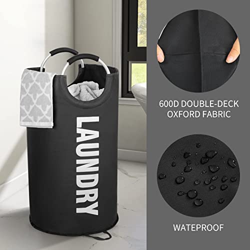 Zero Jet Lag 115L X-Large Laundry Basket Collapsible Fabric Laundry Hamper Tall Dorm Laundry Bag With Handles (Black And Light Gray) #TOP3