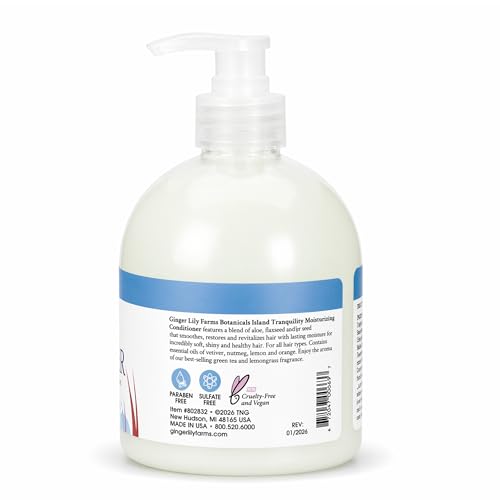 Image of Ginger Lily Farms Botanicals Conditioner, 16.9oz /6pk, Island Tranquility | 100% Vegan & Cruelty-Free | Moisturizing Conditioner for All Hair Types