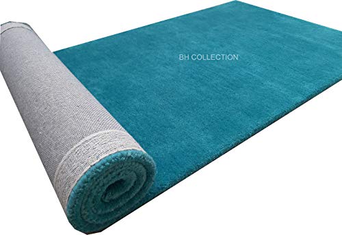 Image of Classical Look Plain Handmade Carpet with Super Soft & Pure Woolen Carpet for Your BEDROOMS & Living Room with 1 INCH Pile Height 8 X 8 FEET (240x240 cm) Round