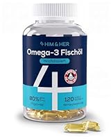 Omega 3 Kapseln Hochdosiert Fischöl 1334mg (2 Monate) – Ohne Fischgeschmack – Leicht zu Schlucken – 668mg EPA, 500mg DHA – Omega-3 Konzentrat – Triglycerid rTG – Fish Oil – 120 Softgels – 4 HIM & HER