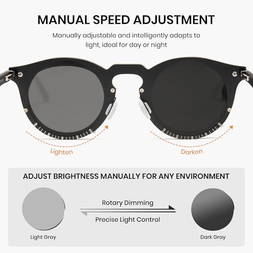 Cyxus Adjustable Tint Sunglasses 1-17 Gears Rounded Polarized Glasses Lenses Advanced ND Filter Lens Technology P13174