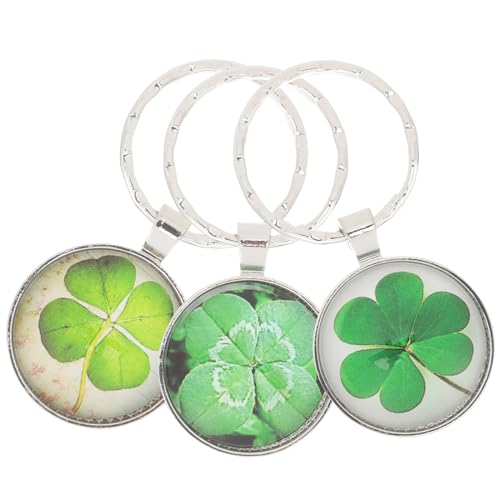 PACKOVE 3Pcs Clover Keyring Four Leaf Clover Keychain Shamrock Keychain Four Leaf Clover Charm Creative Keychain Handbag Keychain Unique Keychain For Purse Car Key