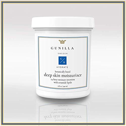 Gunilla Organic Moisturizer + Ceramides (8oz) 60% Hydroponic Aloe, 12 Soothing Botanicals, VIT-C, E & A | All-Day Hydration for All Skin Types, Dry & Sensitive |Anti-Aging, Plumping, Spa Grade