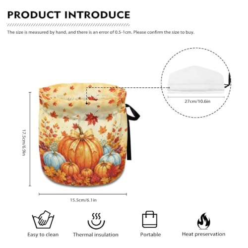 Image of Fall Pumpkin Tea Cosy for Teapot Insulated Kettle Cover Bow Print Breakfast Warmer Kitchen Teapot Dust Covers Washable Tea Cozy Tabletop Decorations for Afternoon Tea