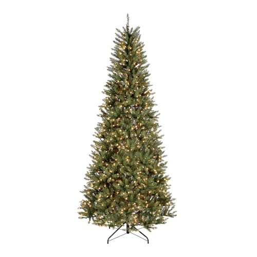 National Tree Company 9 ft Pre-lit Artificial Christmas Tree, Dunhill Fir, 800 Clear Lights, 2,100...