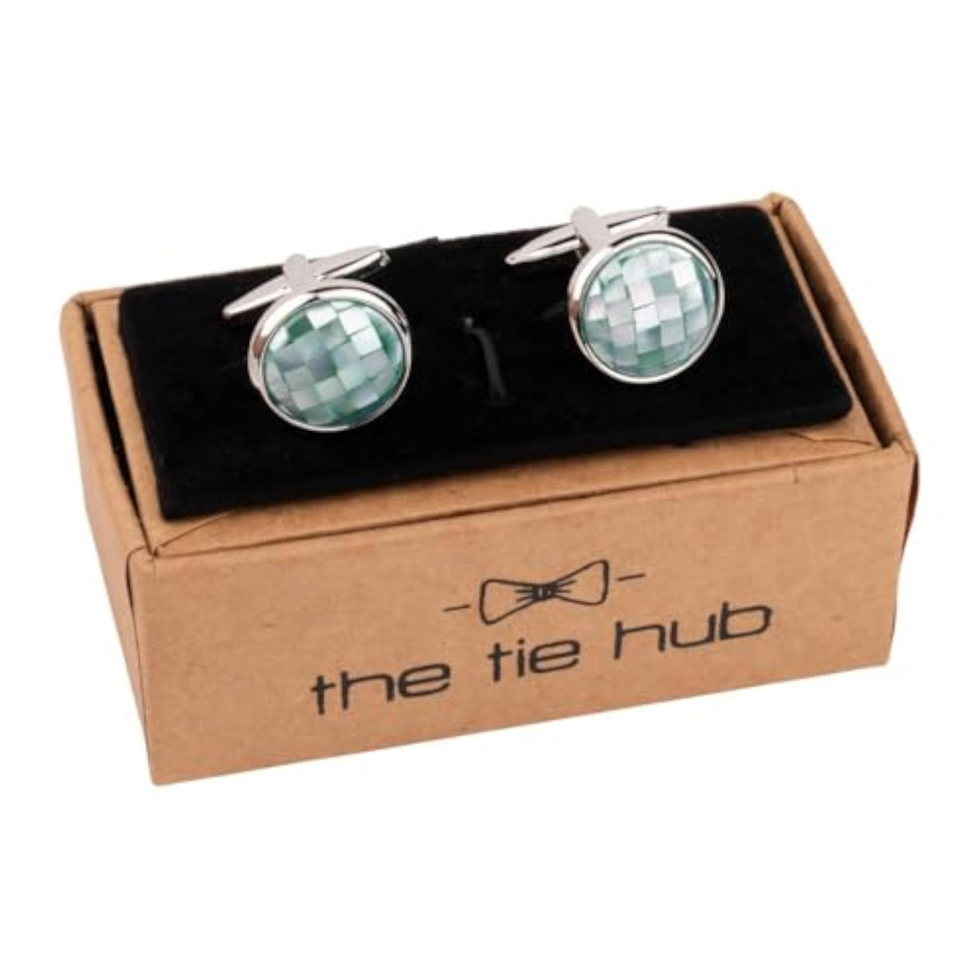 Men's Green Mother of Pearl Cufflinks with Round Design