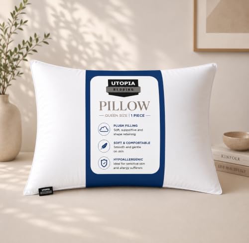 Image of Utopia Bedding Pack of 1 Extra Soft Microfiber Filled Plush Pillow Down Alternative Hypoallergenic Best Pillows for Sleeping Hotel Style, 40 x 60 cm (Pack of 1)