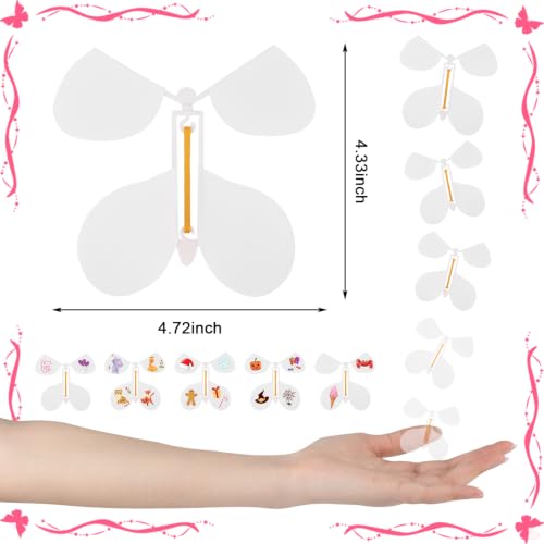 Image of LOMIMOS 20Pcs Flying Butterfly, White Magic Wind Up Butterfly Toy DIY Butterfly Wings for Kids Surprise Wedding Birthday Party Gifts Book Greeting Card Creative Craft Project（White Skeleton）