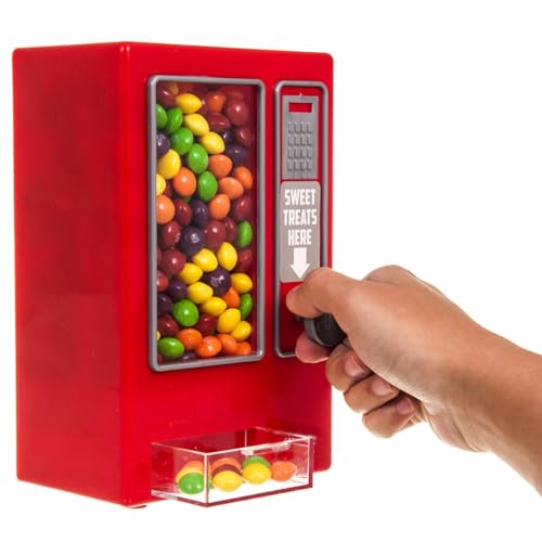 Candy Vending Machine For Kids - Classic Retro Design Sweets Holder & Dispenser Arcade Toy | Ideal For Desktops Classrooms Parties & Many More | Suitable For Gumballs Candys & Sweets