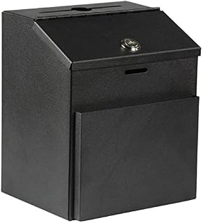 Suggestion Box with Lock for Wall Mount or Tabletop Use, Locking Hinged Lid
