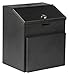 Displays2go Suggestion Box with Lock for Wall Mount or Tabletop Use, Locking Hinged Lid, Pocket for Donation Forms or Envelopes - Black (STBOXBLK)