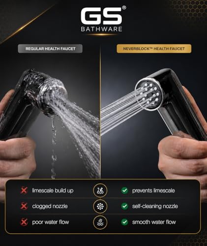 Image of Jauqar Premium Plus Health Faucet Complete Set | 1 Meter SS Hose Pipe & Wall Hook | Self Cleaning Jet Spray for Toilet | High Pressure Bidet Sprayer | NeverBlock AutoClean Nozzles