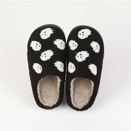 Image of Halloween Pumpkin Slippers for Womens Mens Cute Cartoon Slippers Plush Warm Memory Foam Shoes