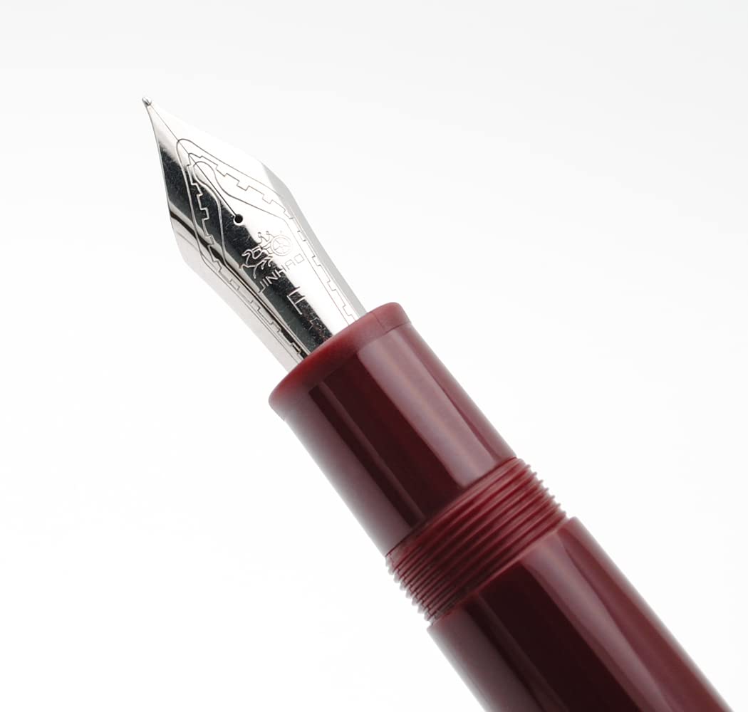 JINHAO X159 Resin Fountain Pen with Ink Converter (Fine Nib, Silvery Clip-Wine Red) - Image 2