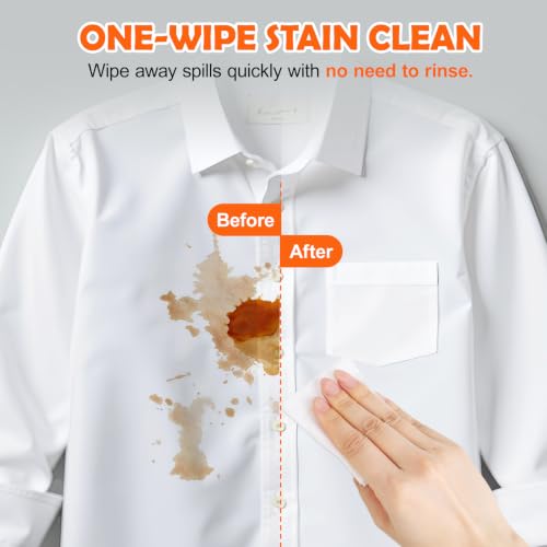 Image of 48CT Stain Remover Wipes,Portable Travel-Size Laundry Wipes for Clothes