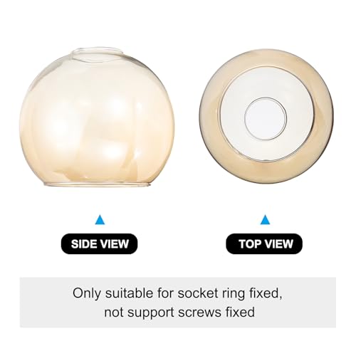 Image of PATIKIL 6 Inch Amber Color Glass Globe Shades Replacement, 3pcs Handmade Glass Lamp Shade Lampshade Light Fixture with 1-5 /8 inch Fitter for Chandelier Pendant Light Wall Sconces