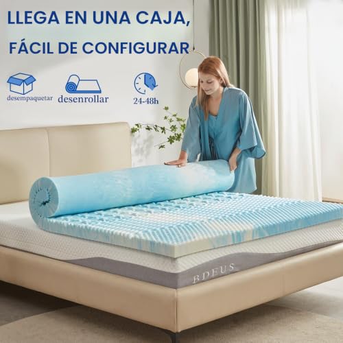 Miniatura 5 de Sinweek Cubrecolchón De Espuma Viscoelástica De 5 Zonas De 5 Zonas, Alivia La Presión, Suave, Certificado Certipur-Us, Tamaño Individual