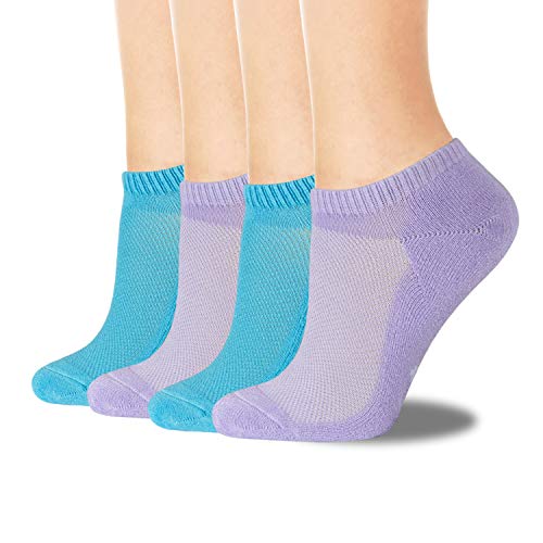 +Md 4 Pack Womens Bamboo No Show Socks Multicolor Smell Control Athletic Socks, With Cushioned Sole 2Blue/2Purple7-9 #TOP27