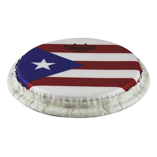 Remo 7.15" Skyndeep Bongo Head (Tucked Collar) with Puerto Rican Flag Graphic