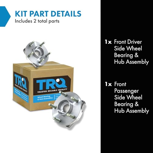 Image of TRQ 2 Piece Front Wheel Bearing & Hub Assembly Set Compatible with 2004-2007 Chevrolet Malibu 2005-2007 Pontiac G6