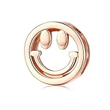 NINGAN Reflexions Smile Face Rose Gold Charm 925 Sterling Silver Charms Fit Pandora Reflexion Bracelets and Necklaces