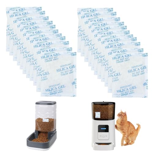 BolsasdeGeldeSílice, 25 g x 22 Piezas, Desecante, Bolsa desecante de Humedad, GeldeSíliceDesecante, Desecante Recambio, Desecantedegeldesílice, para comedero automático para Gatos de 5 l