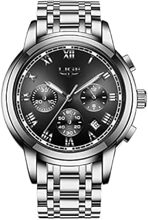 LIGE Mens Watches Chronograph Analogue Classic Quartz with Date Waterproof Stainless Steel Casual Gent Male Wrist Watch