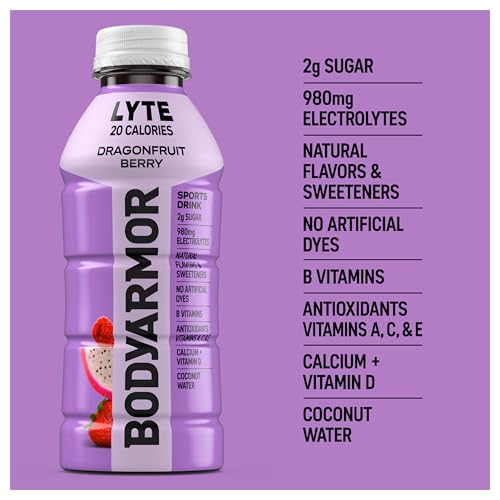 Image of BODYARMOR LYTE, Dragonfruit Berry, Electrolyte Drink, 20 Calories, 16 Fl Oz Bottles (6 Pack), Coconut Water Sports Drink, Natural Flavor & B Vitamins
