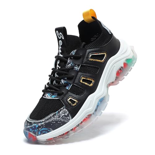 GSIGUL Mens Athletic Shoes Mesh Non Slip Running Shoes Gym Sports Tennis Walking Jogging Sneakers Black Size 8.5