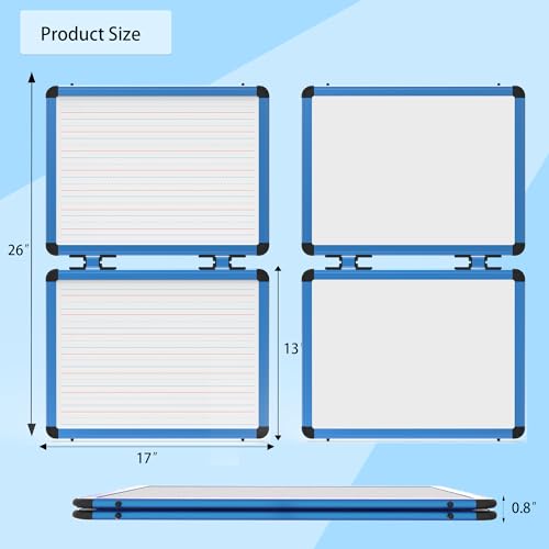 Dry Erase Board, 17x13 inch with 4 Sides Magnetic Whiteboard, A3 Foldable Small White Board with Lines, Perfect for Office, School, and Home. (Blue) - Image 2