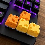 4PCS Cheese Block Artisan Keycap Set, 3D Printed Custom Mechanical Keyboard Keycaps, Novelty Cross Stem Decorative Keycaps for Gaming and Desk Setup