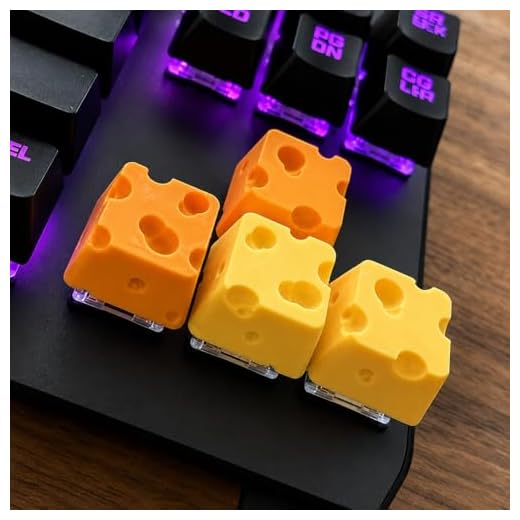 4PCS Cheese Block Artisan Keycap Set, 3D Printed Custom Mechanical Keyboard Keycaps, Novelty Cross Stem Decorative Keycaps for Gaming and Desk Setup