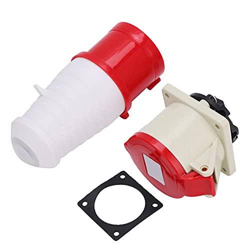 Prise Industrielle et Fiche Mâle Femelle 32A 4 Broches 3P+E IP44, Connecteur Triphasé 380-415V Étanche, Coque PA66 Durable pour Usine, Chantier, Atelier et Métallurgie